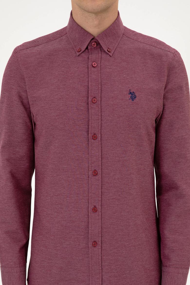Erkek Bordo Uzun Kollu Basic Gömlek - 50316723045