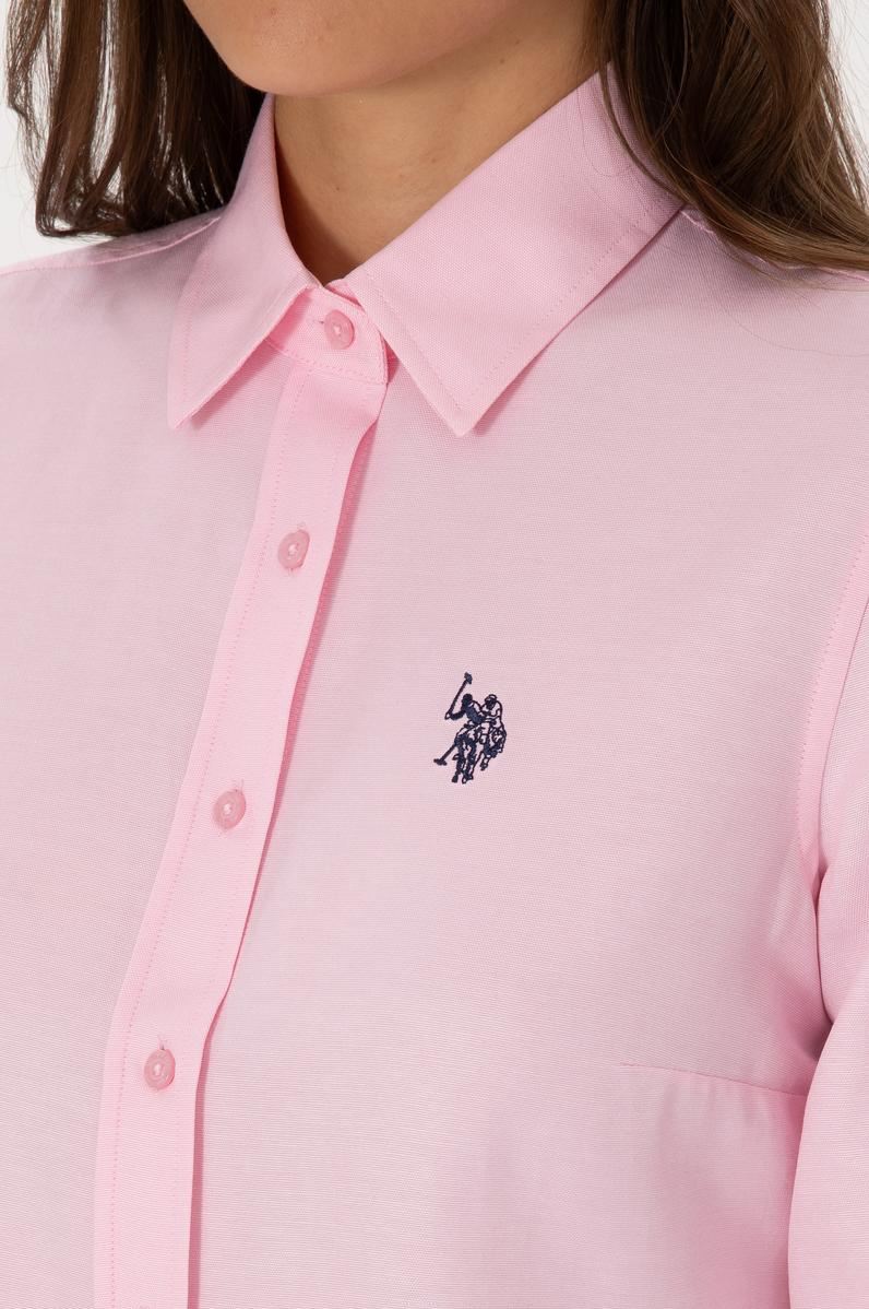 Kadın Pembe Uzun Kollu Basic Gömlek