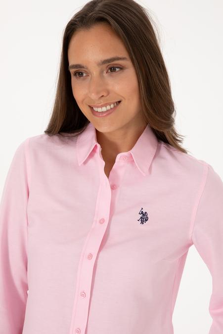 Kadın Pembe Uzun Kollu Basic Gömlek