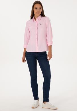 Kadın Pembe Uzun Kollu Basic Gömlek - 50316711131