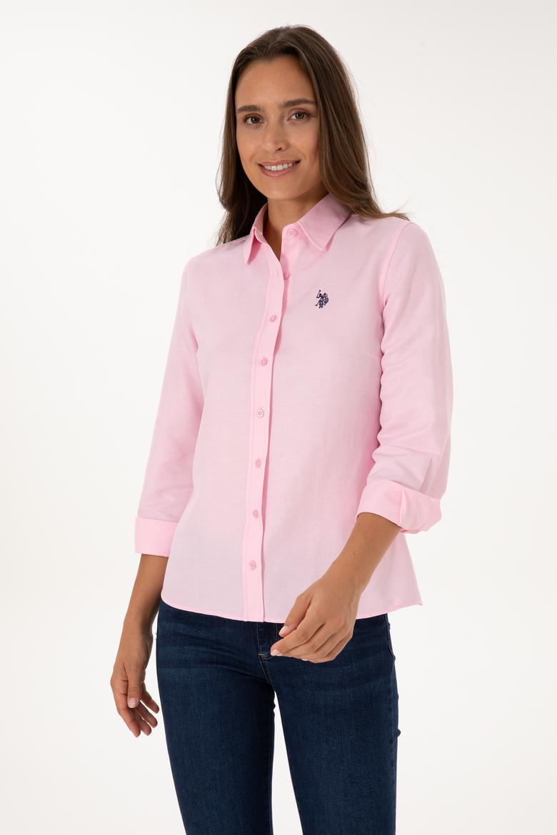Kadın Pembe Uzun Kollu Basic Gömlek - 50316711131