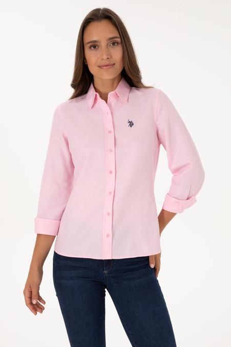 Kadın Pembe Uzun Kollu Basic Gömlek