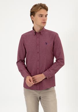 Erkek Bordo Uzun Kollu Basic Gömlek - 50316723045