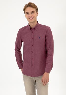 Erkek Bordo Uzun Kollu Basic Gömlek - 50316723045