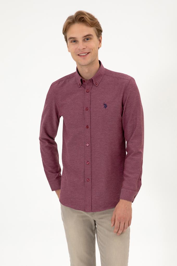 Erkek Bordo Uzun Kollu Basic Gömlek