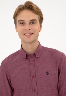 Erkek Bordo Uzun Kollu Basic Gömlek - 50316723045