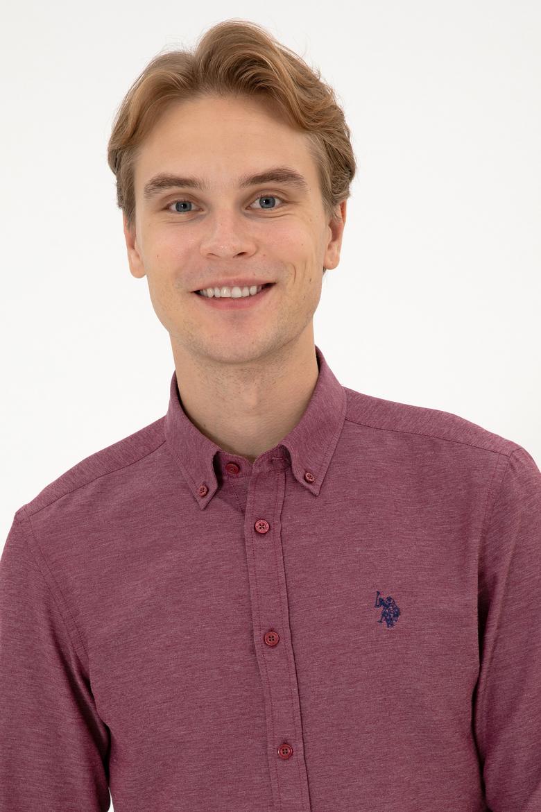 Erkek Bordo Uzun Kollu Basic Gömlek - 50316723045