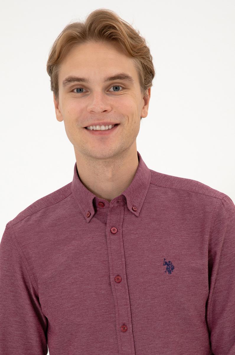 Erkek Bordo Uzun Kollu Basic Gömlek