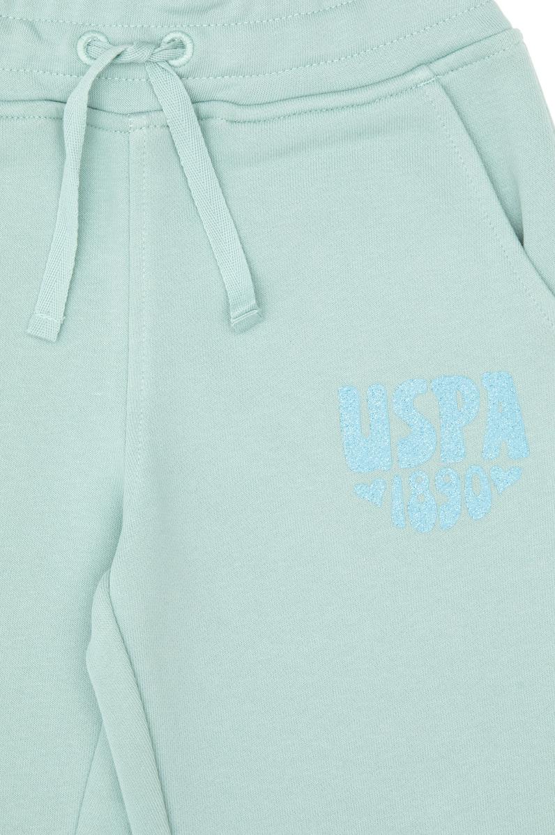 Kız Çocuk Mint Simli Baskı Detaylı Jogger Eşofman Altı