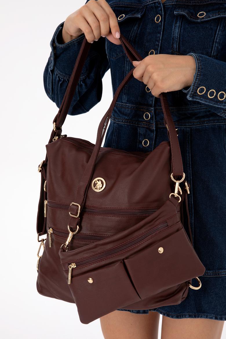 Kadın Bordo Yumuşak Sırt Ve Kol Çantası - 50317804002