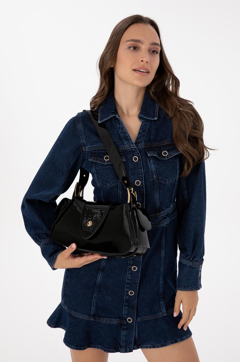 Kadın Siyah Rugan Kol Çantası