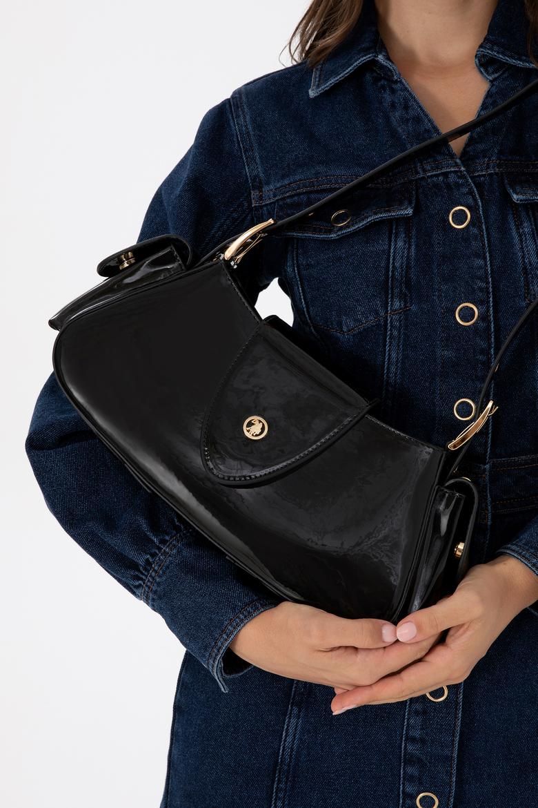 Kadın Siyah Rugan Kol Çantası - 50317835001