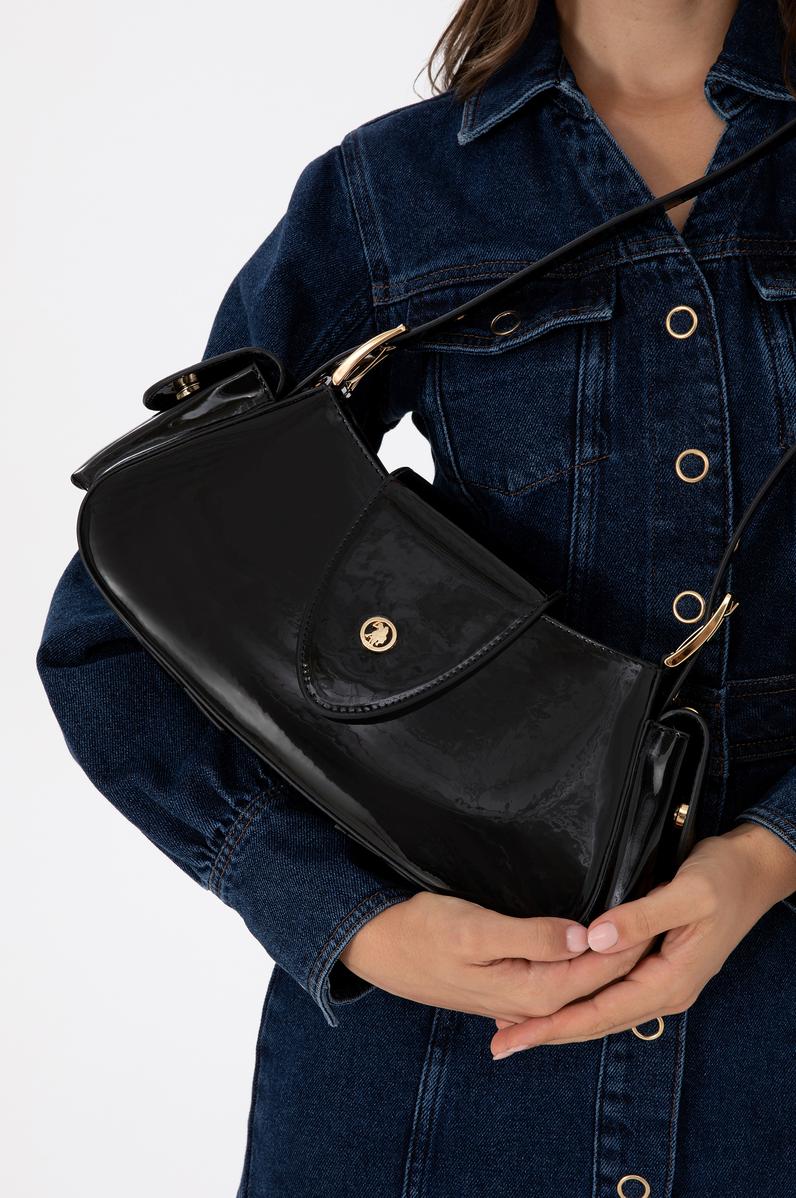 Kadın Siyah Rugan Kol Çantası