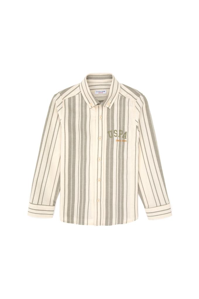 Erkek Çocuk Açık Haki Uzun Kollu Gömlek