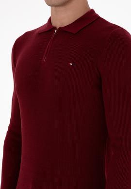 Erkek Regular Fit Fermuarlı Bordo Basic Kazak - 50313685026