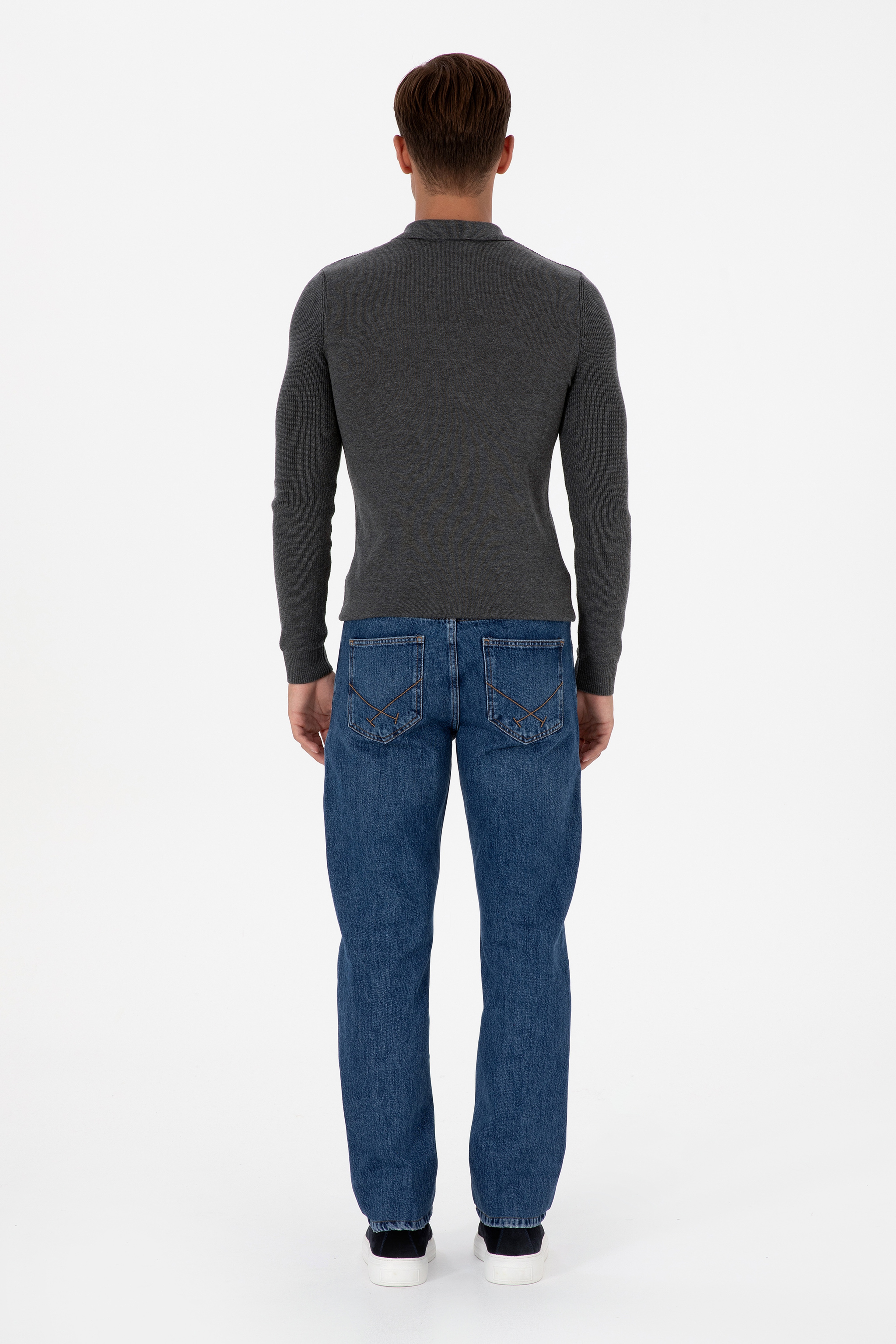 Erkek Mavi Straight Fit Jean Pantolon - Image 4