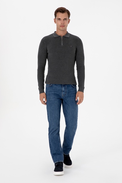 Erkek Mavi Straight Fit Jean Pantolon