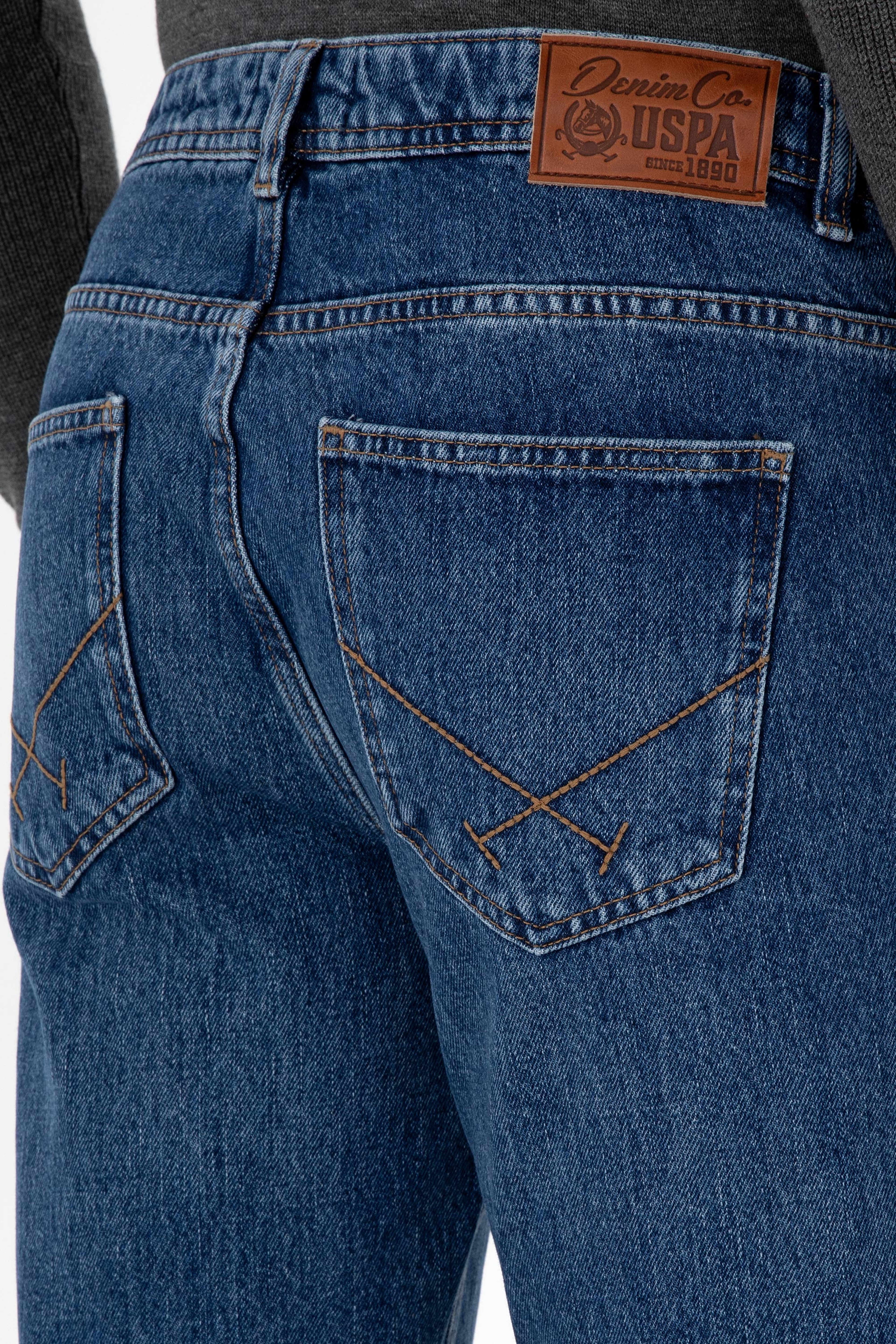 Erkek Mavi Straight Fit Jean Pantolon - Image 6
