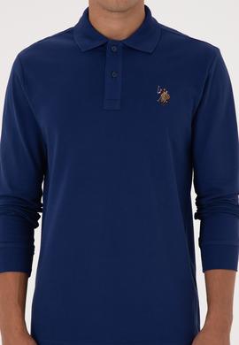 Erkek Regular Fit Polo Yaka İndigo Basic Sweatshirt - 50313772117