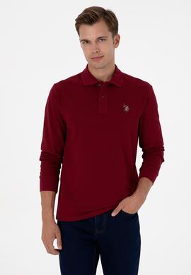 Erkek Regular Fit Polo Yaka Bordo Basic Sweatshirt - 50313772017