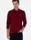 Erkek Regular Fit Polo Yaka Bordo Basic Sweatshirt