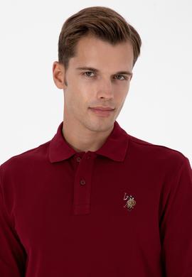 Erkek Regular Fit Polo Yaka Bordo Basic Sweatshirt - 50313772017