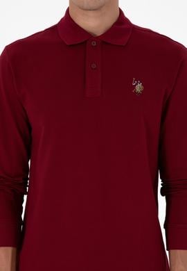 Erkek Regular Fit Polo Yaka Bordo Basic Sweatshirt - 50313772017