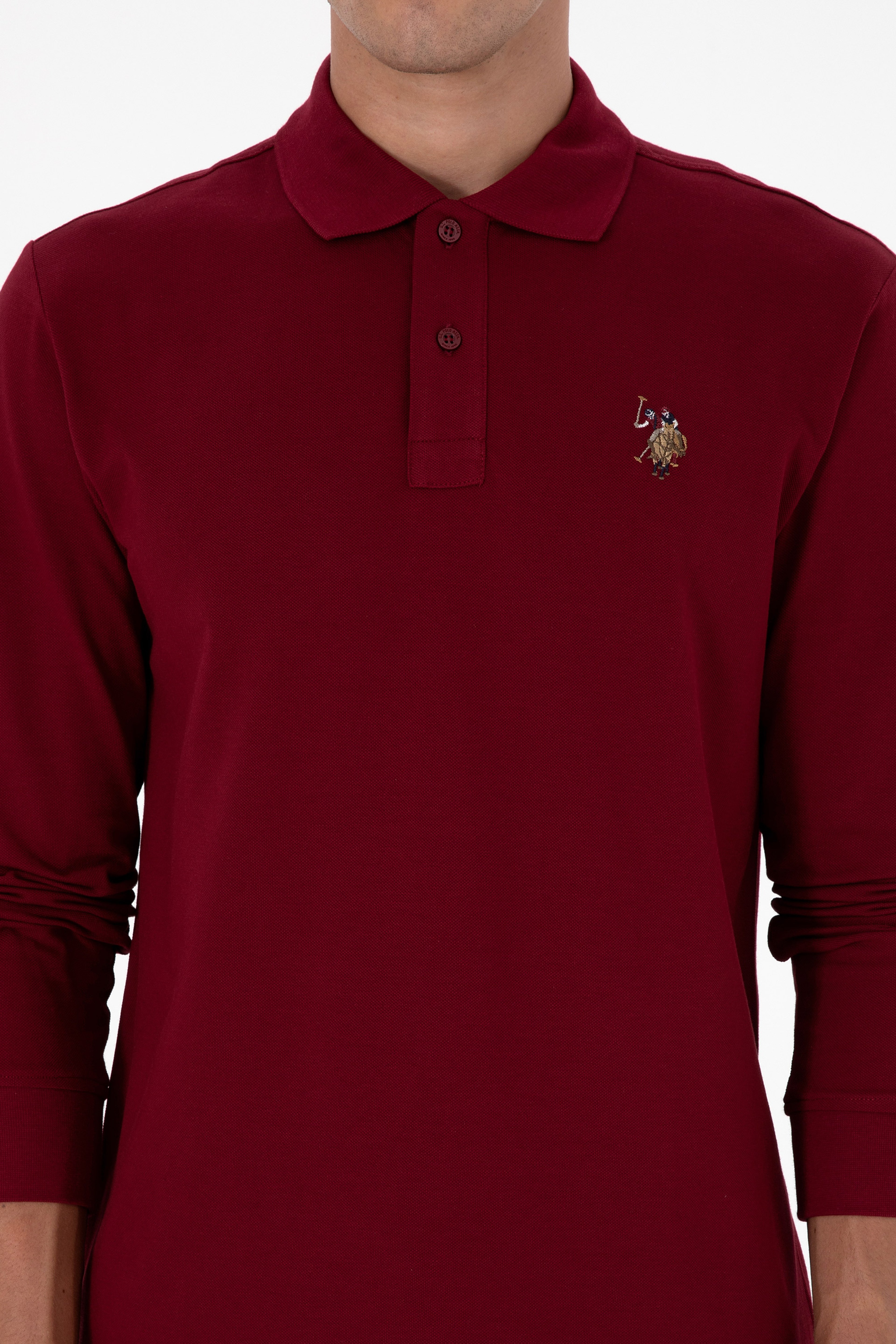 Erkek Regular Fit Polo Yaka Bordo Basic Sweatshirt