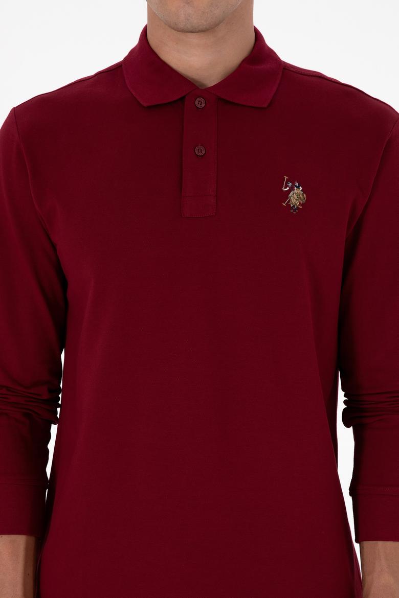 Erkek Regular Fit Polo Yaka Bordo Basic Sweatshirt - 50313772017