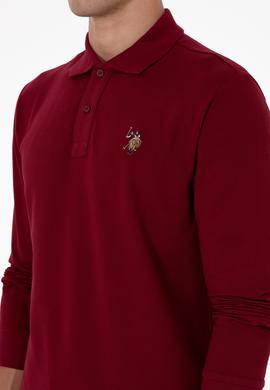 Erkek Regular Fit Polo Yaka Bordo Basic Sweatshirt - 50313772017