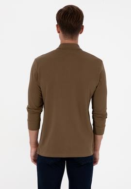 Erkek Regular Fit Polo Yaka Haki Basic Sweatshirt - 50313772086