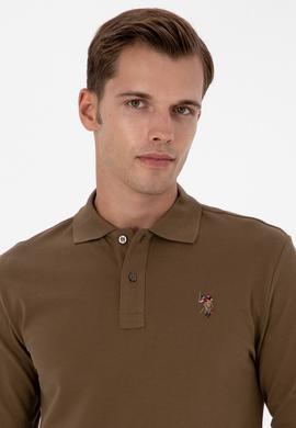 Erkek Regular Fit Polo Yaka Haki Basic Sweatshirt - 50313772086