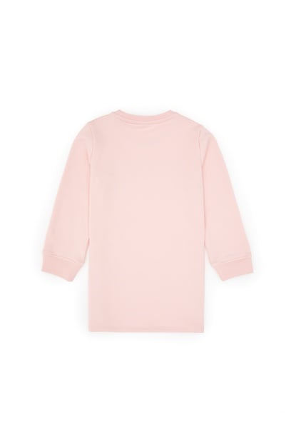 Kız Çocuk Toz Pembe Payet İşlemeli Sweat Örme Elbise
