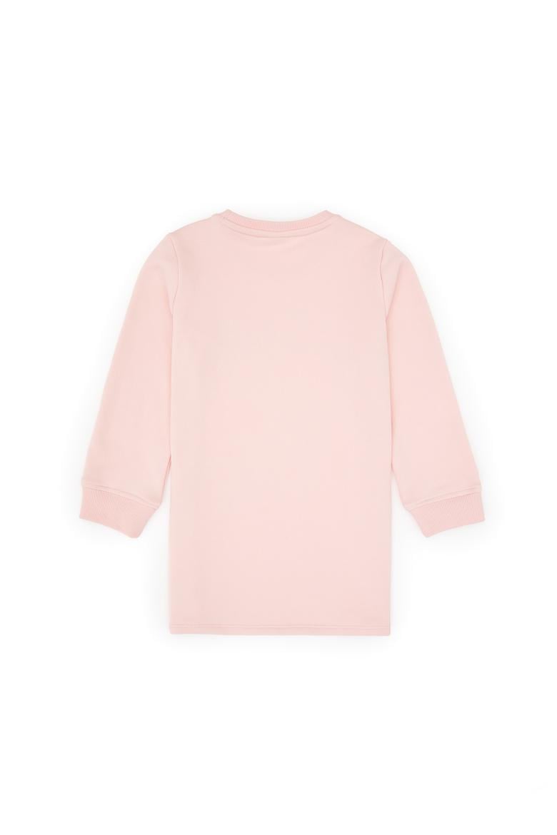 Kız Çocuk Toz Pembe Payet İşlemeli Sweat Örme Elbise - 50315624015