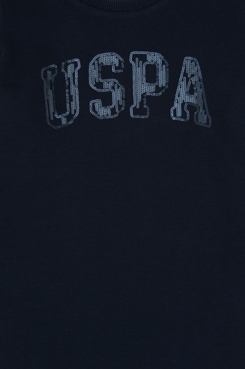 Kız Çocuk Lacivert Payet İşlemeli Sweat Örme Elbise