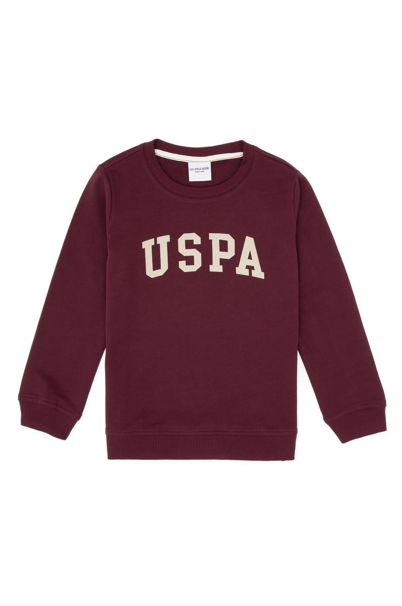 Erkek Çocuk Bordo Basic Bisiklet Yaka Sweatshirt