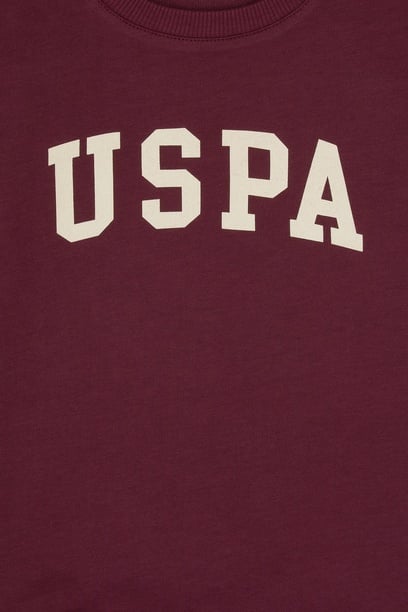 Erkek Çocuk Bordo Basic Bisiklet Yaka Sweatshirt
