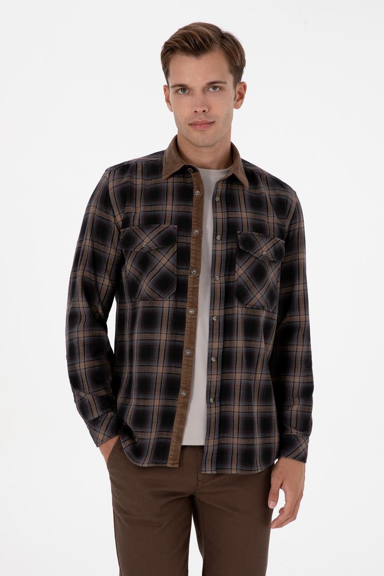 Erkek Kahverengi Uzun Kollu Gömlek