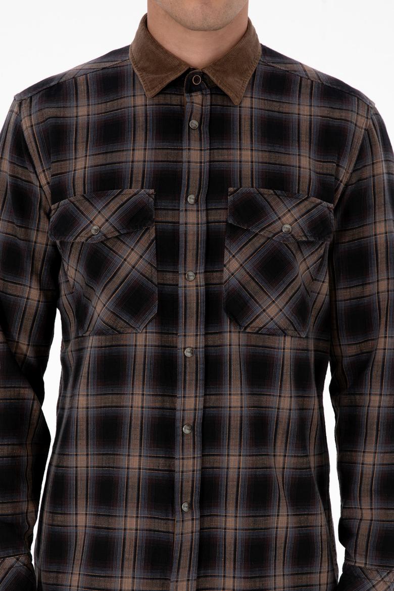 Erkek Kahverengi Uzun Kollu Gömlek - 50313432026