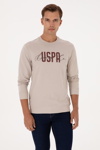 Erkek Regular Fit Bisiklet Yaka Taş İnce Sweatshirt