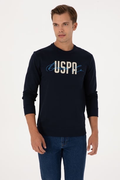 Erkek Regular Fit Bisiklet Yaka Lacivert İnce Sweatshirt
