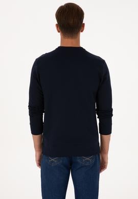 Erkek Regular Fit Bisiklet Yaka Lacivert İnce Sweatshirt - 50315570019