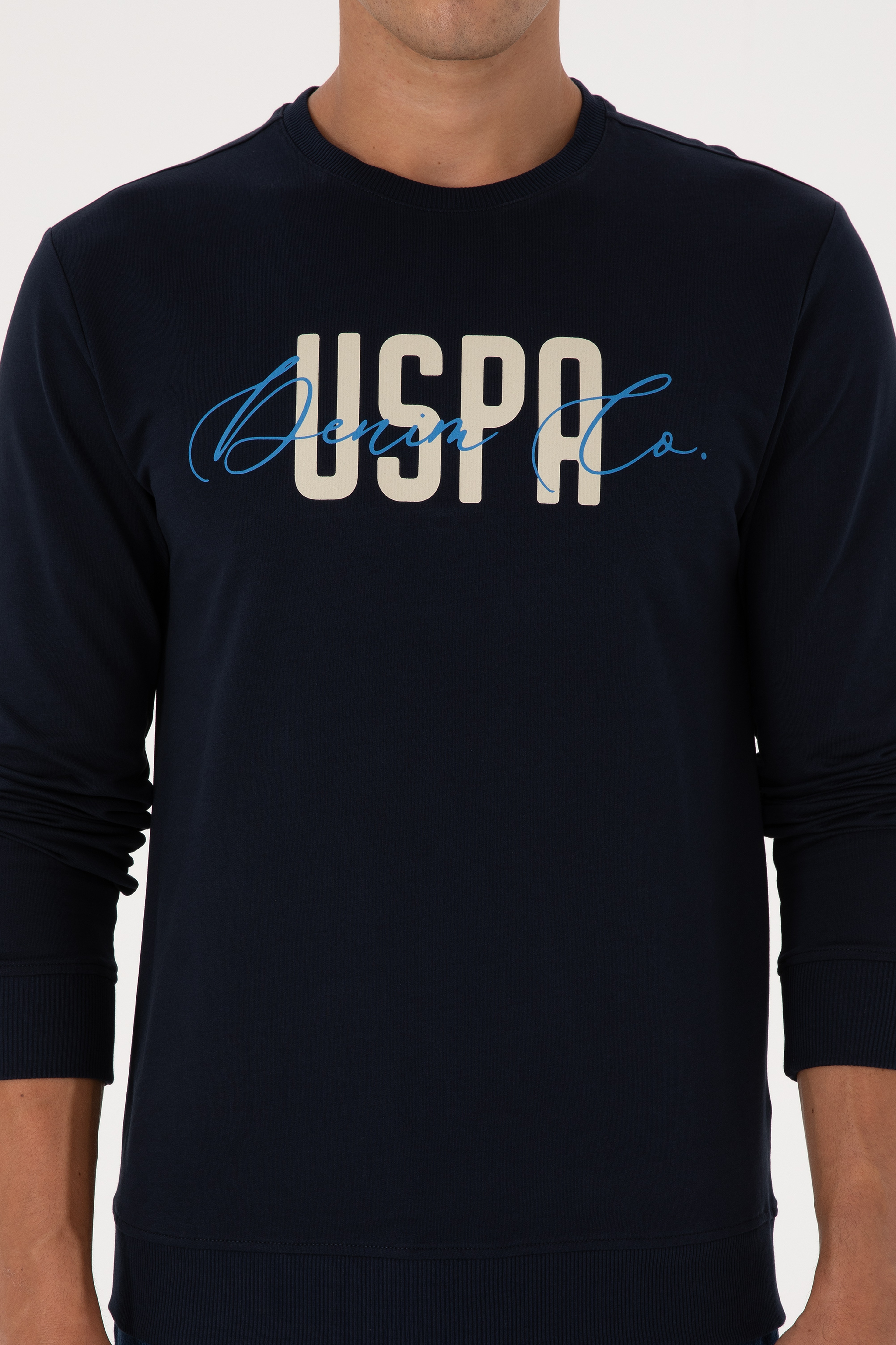 Erkek Regular Fit Bisiklet Yaka Lacivert İnce Sweatshirt