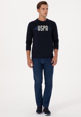 Erkek Regular Fit Bisiklet Yaka Lacivert İnce Sweatshirt - 50315570019