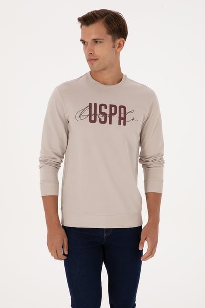 Erkek Regular Fit Bisiklet Yaka Taş İnce Sweatshirt