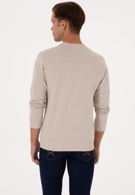 Erkek Regular Fit Bisiklet Yaka Taş İnce Sweatshirt - 50315570008