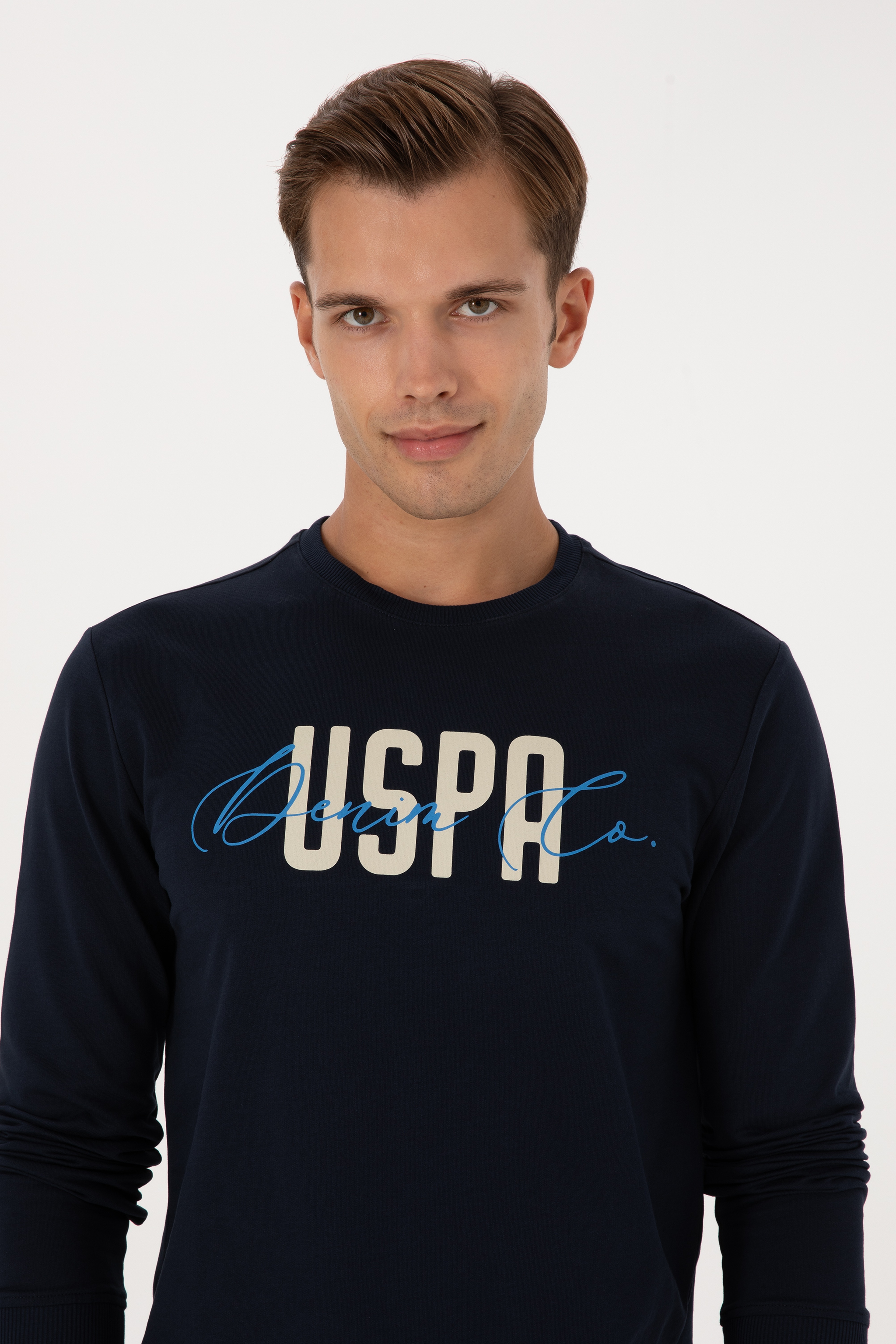 Erkek Regular Fit Bisiklet Yaka Lacivert İnce Sweatshirt - Image 2