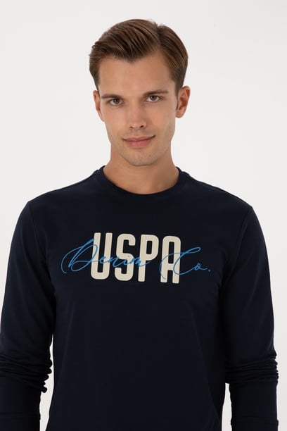 Erkek Regular Fit Bisiklet Yaka Lacivert İnce Sweatshirt