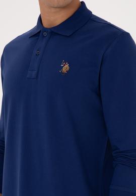 Erkek Regular Fit Polo Yaka İndigo Basic Sweatshirt - 50313772117