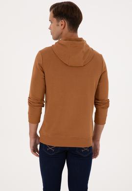 Erkek Regular Fit Kapüşonlu Camel Basic Sweatshirt - 50313720133